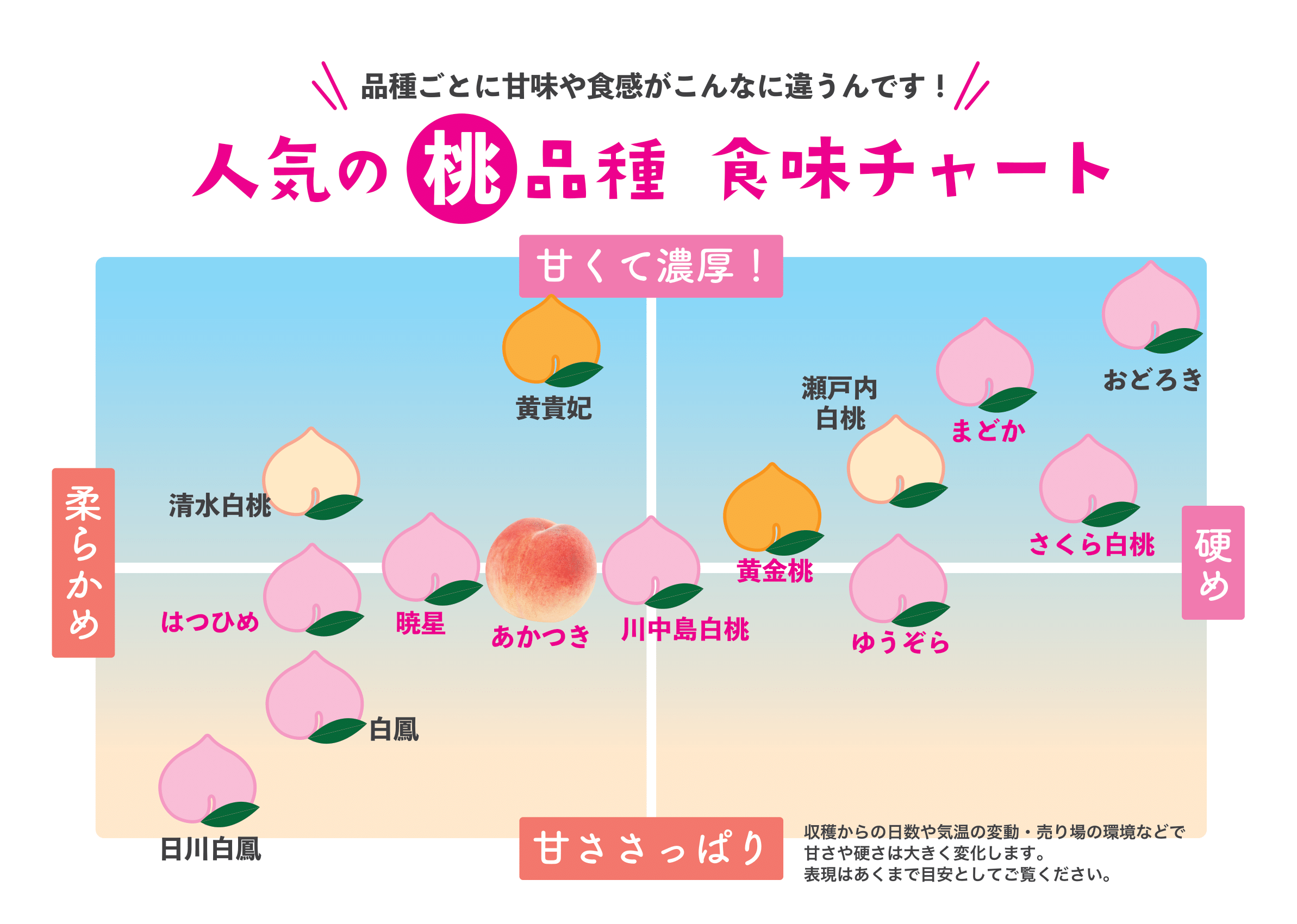 人気の桃品種　食味チャート